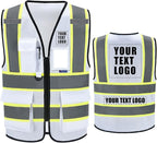 AYKRM Custom Logo Personalised Printed High Visibility Reflective 2 two tone work construction Safety Vest