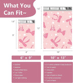 Poly Mailers 10x13 Inch 25 Pcs - Pink Bow printed Shipping Bags, 2.4mil Thickness, Waterproof and Tear Resistant Mailing Envelopes, Self-Sealing Packaging Bags for Small Business