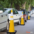 6 Pack 36" Large-Sized PVC Traffic Cones with Heavy-Duty Black Base, Garage Parking Lot Cones Structurally Stable Weatherproof Road Construction Safety Cones (6, Yellow, 36" Extra Large)