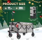 Sekey Collapsible Foldable Wagon with 330lbs Weight Capacity, Heavy Duty Folding Wagon Cart with Big All-Terrain Wheels & Drink Holders. Gray
