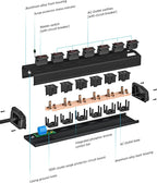 CRST 6 Outlet Metal Power Strip with Individual Switches, Mountable Surge Protector Power Strip for Garage Workshop School Home. 15A Circuit Breaker, 1875W, 1200 Joules, 6FT Extension Cord