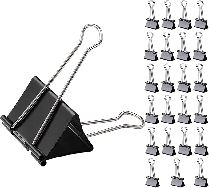 3 Inch Extra Large Binder Clips (24 Pack), Black Jumbo Binder Clips, Heavy Duty Paper Clamps, Big Metal Paper Clips for Office, Home, School, Art Supplies