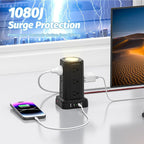 PASSUS Power Strips with Surge Protection, Flat Plug Power Strip with 12 Outlets 4 USB Ports, Charging Tower 1625W/13A 6FT Braided Extension Cord with Multiple Outlets Office Supplies Dorm Essentials