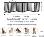 ZJSF Freestanding Indoor Dog Gate for House Foldable Wood Puppy Gate for Doorways Pet Gate for Stairs Extra Wide Pet Fence, Black, 24" Height 6 Panels
