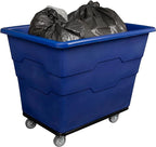 Commercial 16 Bushel Utility Cart with Steel Base, Poly Box Basket Truck, Laundry Cart, and Rolling Trash Bin, 47-Inch x 34.75-Inch x 35.5-Inch, 1000 Pound Weight Capacity, Blue