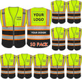 BeautyWill Custom Logo 10/20 Pack Safety Vest Class2 High Visibility Vest with Pockets Breathable Construction Vest Bulk