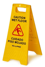Alpine Caution Wet Floor Sign, 24 Inch High Visibility Yellow Slippery When Wet Sign - Bilingual Safety Warning Sign to Easily Avoid Slippery Accidents in Businesses & High Traffic Areas