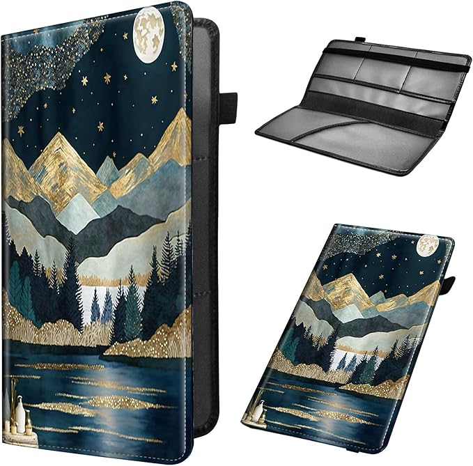 Car Registration and Insurance Holder,Cool Car Accessories for ID, Driver's License Cards & Essential Document,business cards,Men&WomenGreen Golden Mountain