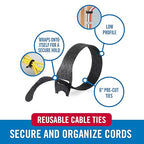 Velcro Brand Reusable Cable Ties – Mens Stocking Stuffers 2025, 100 Pack 6 Inch Cable Management Ties, Cord Wraps for Electrical Cords, Black