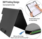 2 Pack Foldable Clipboards, A4 Office Clipboard Folder with Double Metal Clips, 360 Degree Foldable Binder Clipboard with Pen Holder, File Cover Work Folder Clipboards, Green