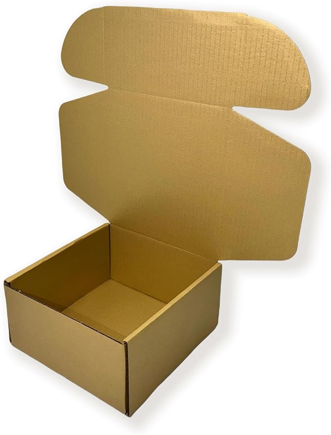 10 Pcs 9.8 x 9.8 x 4 inches Large Size Corrugated Cardboard Gift Boxes Recyclable Shipping Boxes for Mailing & Holidays, Wedding, Birthday, Gifts Packaging (Gold, 9.8 x 9.8 x 4")