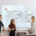 MaxGear Glass Whiteboard 72" x 48"(6' x 4') Wall Mounted, Magnetic White Board with 1 Eraser, 1 Accessory Tray, 4 Markers and 6 Magnets, Extra Large Frameless Dry Erase Board for Office, School, Home