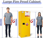 48 Gallon Yellow Flammable Storage Cabinet, Fireproof Steel Chemical Storage Locker with Adjustable Shelves, for Flammable Liquids, Industrial Use, Free Returns!
