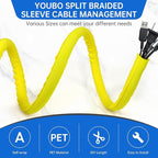 Split Braided Cable Sleeve，Flexible Wire Loom Tubing, Automotive Cord Protector Pet Proof, Cable Management for Computer TV Electric Wires Harness 16ft (Yellow, 8mm（5/16")