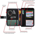 Glove Box Compartment Organizer - Car Document Holder - Owner Manual Case Pouch - Vehicle Storage Wallet for Registration & Insurance Card - Premium Auto Paperwork Holder - Log Book included - Gray