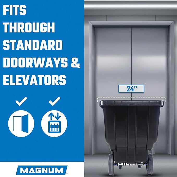 Tilt Truck, 1/2 Cu. Yd. Capacity Dump Cart with Non-Marking 12” Wheels & 5” Casters for Handling, Transporting on Construction Jobsites, 750 lbs, Trash Cart with Wheels DUC12T-NM