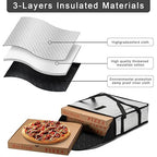 Pizza Bags for Delivery 20" X 20" X 5" - Moisture-Free, Professional Thermal Pizza Warmer, Heavy-Duty Food Carrier, Suitable for Restaurants,Picnic Uber Eats & Door Dash（ Silver）