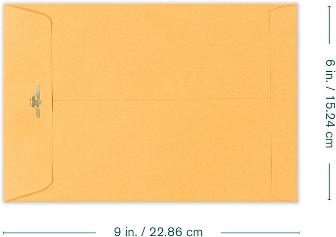 EnDoc Clasp Envelopes - 15 Pack Brown Kraft Catalog Envelopes 6x9 Inch with Clasp Closure & Gummed Seal - 28lb Heavyweight Paper Letter Envelopes for Home, Office, Mailing, Business, Legal or School