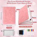 Feifeiya 6 Sides Whiteboard Notebook Portable Whiteboard Dry Erase Notebook Portable Dry Erase Board Double Sided Folding Whiteboards White Board for Office Study Meeting(Pink,A5: 6"×9”)
