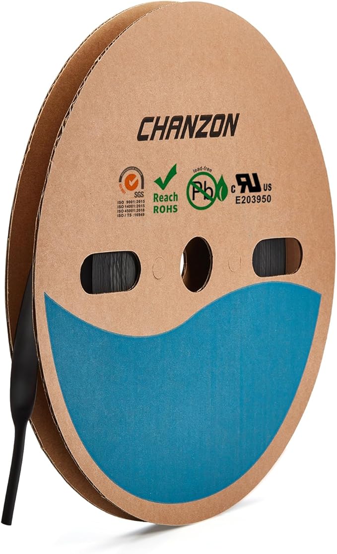 Chanzon Adhesive Lined Black Heat Shrink Tubing - 2:1 Ratio - 80Ft Roll, 9/16" (14mm) Diameter - Ideal for Weatherproof Applications 1pcs