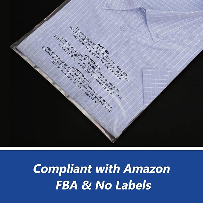 iMailer - 200 Count - 9" x 12" Clear Plastic Poly Bags with Suffocation Warning Self Seal for A4, Documents, Clothing, Shipping, Packaging - Resealable Adhesive, Not Strong