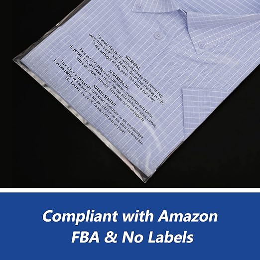 iMailer - 100 Count - 14" x 20" Clear Plastic Poly Bags with Suffocation Warning Self Seal 1.6 Mil for Clothing, T-Shirts, Pants-Resealable Adhesive,Not Strong
