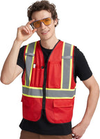 A-KSAFETY High Visibility Safety Vest for Men Women with Pockets and Zipper