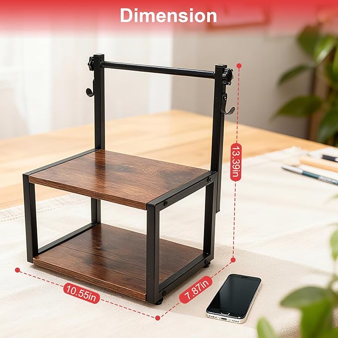 Label Holder for Rolls and Fan-Fold Labels, Wooden Sticker Dispenser for Desktop Thermal Printer and Accessories Storage, Self-Adhesive Label Organizer Stand for Home, Office, Small Businesses