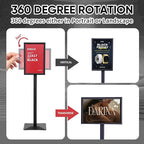 DISPLAYSWORKER Adjustable Heavy Duty Pedestal Sign holder floor Stand,sign stand poster stand Aluminum Snap Open Frame,Standing Floor for 8.5x 11 inch,Vertical/Horizontal View,Black