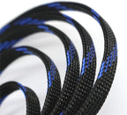 30ft PET Expandable Sleeving Wire Cable Sleeve (1/6", Steel Blue&Black)