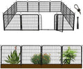 24 in(H) Decorative Garden Fence with Gate,16 Panels Total 31.4 Ft(L) Heavy Duty Iron Animal Barrier Fence for Yard,Suitable for Indoor Pet Or Outdoor Dog Fencing, Garden Border Fence