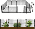 Garden Fence with Gate 36 in(H)×27 in(L) 14 Panels Total 31 Ft(L), Garden Fences and Borders for Dogs, Animal Barrier Fence, Black Metal Decorative Garden Fencing
