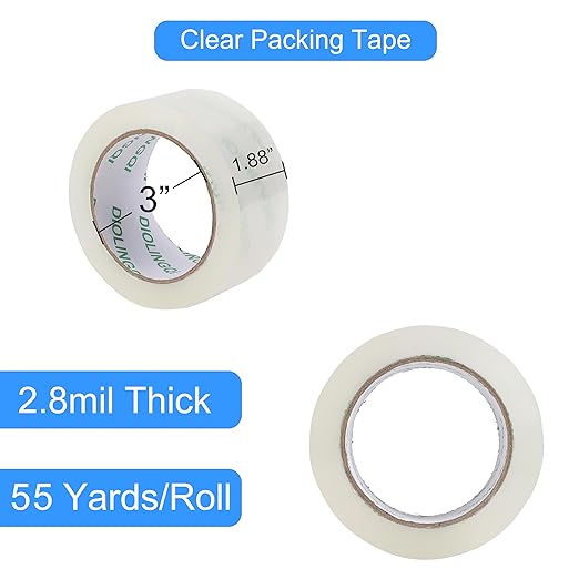 24 Rolls 55 Yards Roll, Total 1320 Yards Clear Heavy Duty Packing Tape for Shipping Packaging Moving Sealing, 2.8 mil Thick, 1.88 inches Wide