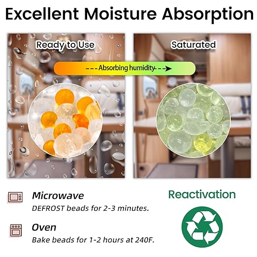 16Pcs 200g Desiccant Dehumidifier Bags, Rechargeable Indicating Silica Gel Beads, Gun Safe Dehumidifier, Desiccant Moisture Absorbers with Visible Window for Storage