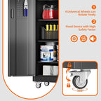 Aobabo 71" H×32" W×16" D Metal Storage Cabinet with Wheels, Garage Steel Storage Cabinet with 5 Adjustable Shelves and 4 Hooks for Home Office, Kitchen, Assembly Required, Black