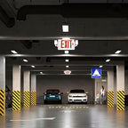 Gruenlich LED Combo Exit Sign, Emergency Light with 2 Adjustable Heads and Double Face, Back Up Batteries- US Standard Red Letter EXIT, UL 924 Qualified, 120-277 Voltage, 6-Pack