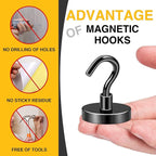 DIYMAG Black Magnetic Hooks, 170 LB Heavy Duty Strong Magnets with Hook, Rare Earth Neodymium Magnet for Hanging, Magnetics Hanger for Curtain, Home, Kitchen, Workplace, 6 Packs