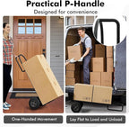 Goplus Hand Truck, P-Handle Hand Truck Dolly with Vertical Loop Handle, 10” Wheels, 15” x 9” Foldable Nose Plate, 660 LBS Capacity, Heavy Duty Metal Dolly Cart for Lifting, Moving, Delivery, Stairs