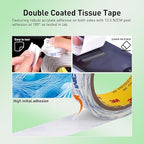 Double Sided Tape 9448A 1/2" x 33Ft Pack of 2 Made of 3M Super Sticky Adhesive Tape Ultra Thin Translucent Tissue Tape for Laptop Cell Phone Repairs Arts Crafts