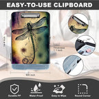 Clipboard with Storage,Heavy Duty Plastic Storage Clipboard with Low Profile Clip,Teacher Must Haves,Office Supplies,Dragonfly Sunflower