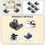 Strong Magnetic Clips, 20 Pack, 1.57 Inch, 40 mm, Black, Refrigerator Magnet Clips, Large Clip Magnets, Office Supplies, Photo Displays