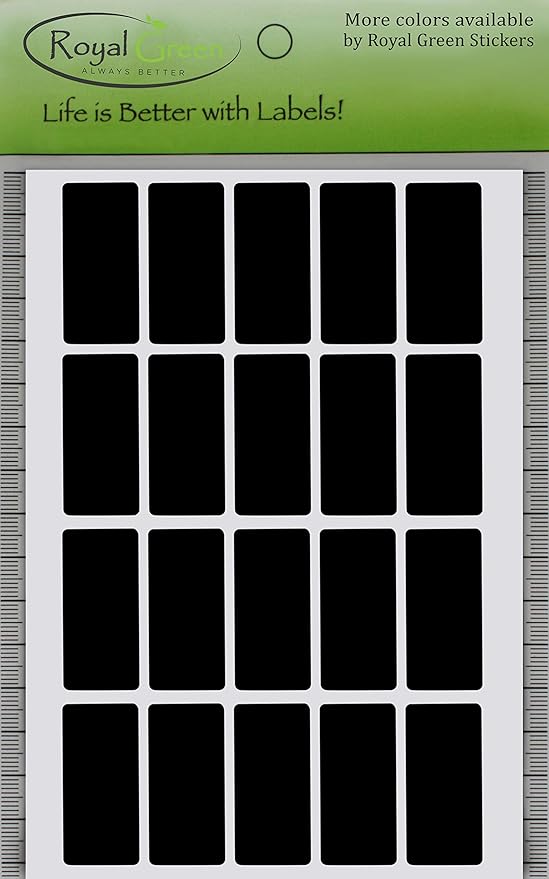 Royal Green Rectangle Black Sticker Labels 1.57 inch x 0.75 inch (40mm x 19mm) - 2000 Pack