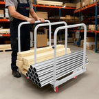 Undercat Steel Panel Truck, Heavy Duty Lumber Drywall Dolly, 1400lbs Platform Truck with 4 Swivel Casters, Flatbed Cart with 3 Side Handrails & Bottom Crossbar for Warehouse, Garage, Home, Grey