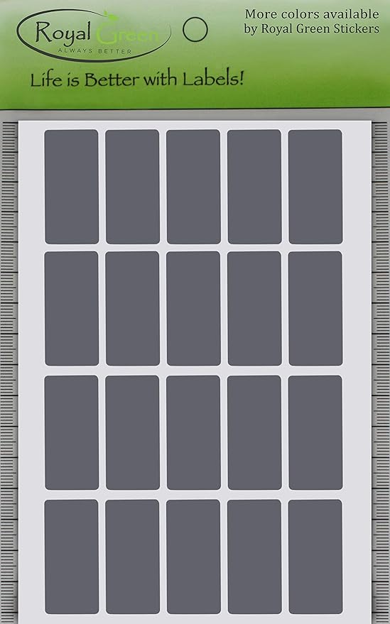 Royal Green Grey Adhesive Sticker Labels 1.57 inch x 0.75 inch (40mm x 19mm) - 1000 Pack