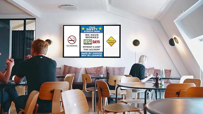 Battery Operated Custom Safety Digital Scoreboard 20" × 28" | Indoor Digital Scoreboard with Auto Day Counter | No Power Cord Needed | Track Days Without Accident Sign for Workplace Safety