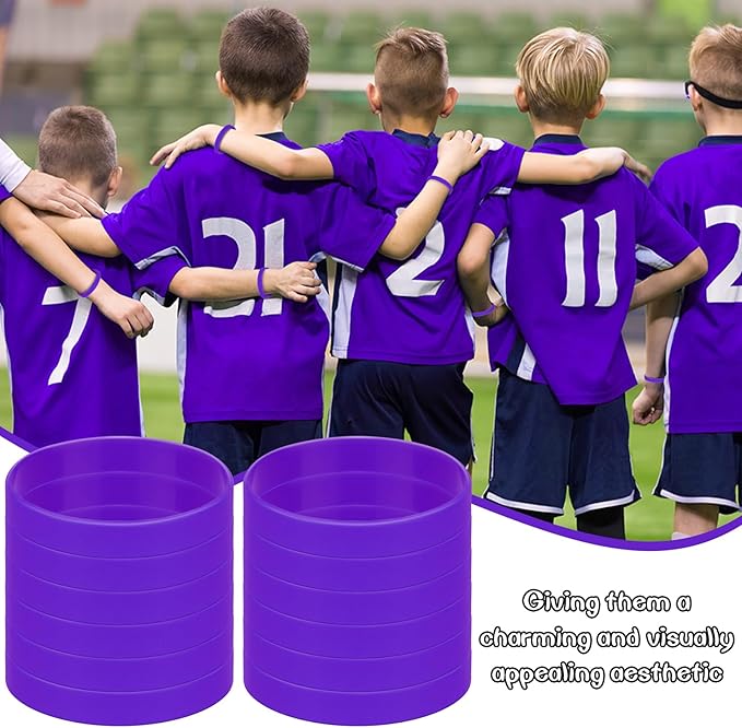 Rubber Silicone Bracelets 100 Count, Sports Blank Elastic Rubber Bulk, Unisex Silicone Wristbands for Decoration Gift-Purple