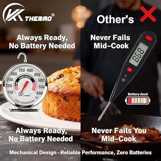 Oven Thermometer 150-600°F Pro Accurate Oven Temperature Gauge for Gas/Electric Ovens Instant Read Food Thermometer Hang or Stand