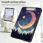 Clipboard with Storage,Office Supplies Nursing Clipboards Folder with Pen Holder Plastic Foldable Clip Board with Storage for Nurse Teacher,Moon Forest