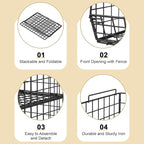 4-Tier Stackable Closet Organizers and Storage Shelves, Foldable Closet Shelf Organizer System, Space-Saving Clothes Storage Drawer Organizer Basket Bins, Black