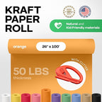 Orange Kraft Paper Roll 24" x 1200" (100 feet) with Cutter - USA-Made Gift Wrapping Paper for Packing, Moving, Shipping & Crafts/Arts - 100% Recyclable Natural Craft Material by IDL Packaging